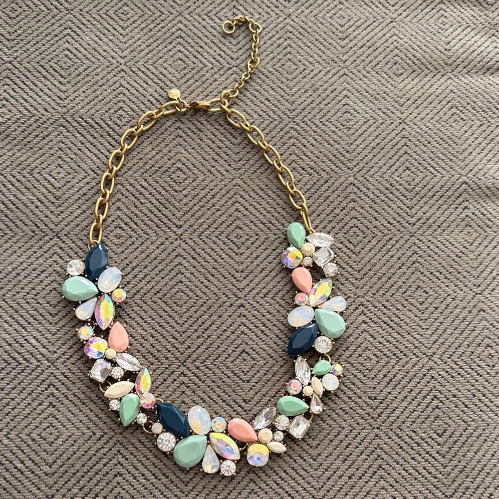 J. Crew Gold Necklace with Pastel and Dark Stones